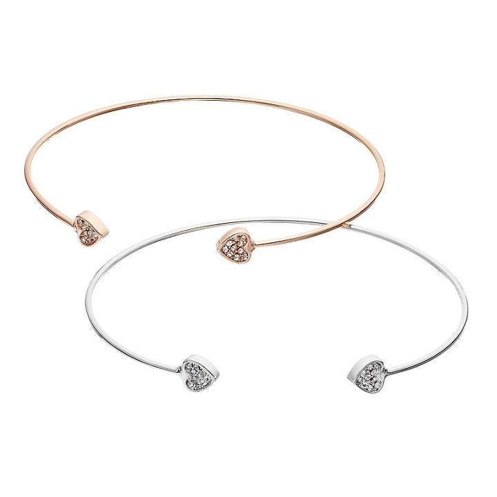 Lc Lauren Conrad Pave Heart Cuff Bracelet Set, Women's, Multicolor