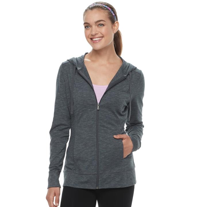 Women's Tek Gear&reg; Dry Tek Long Sleeve Hoodie, Size: Xl, Dark Grey
