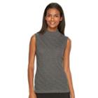 Women's Dana Buchman Textured Chevron Sleeveless Mockneck Sweater, Size: Large, Med Grey