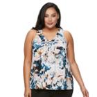 Plus Size Jennifer Lopez Lace-up Tank, Women's, Size: 0x, Turquoise/blue (turq/aqua)
