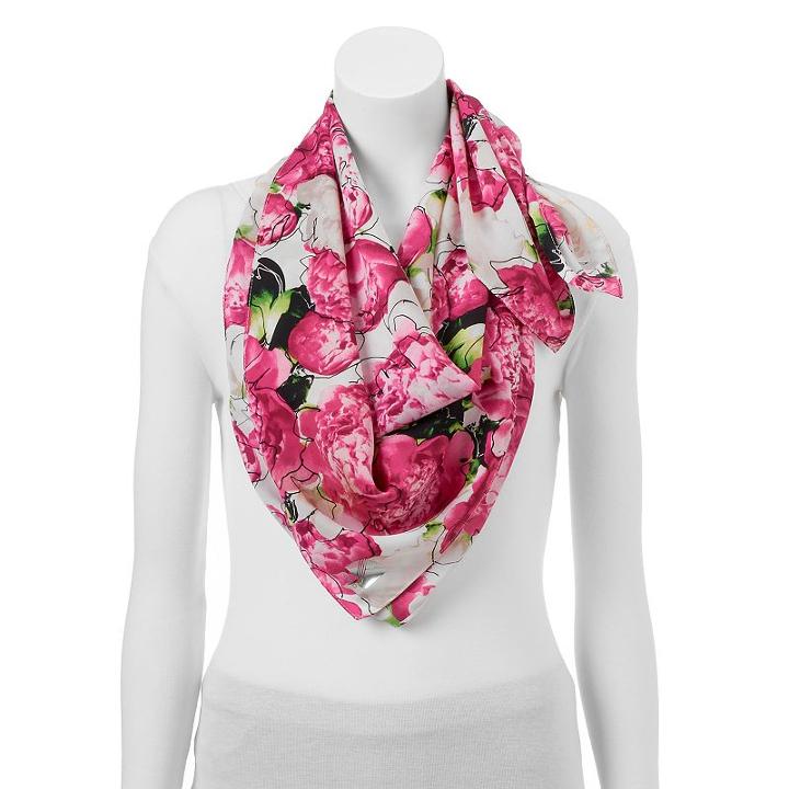Reed Peonies Square Scarf, Women's, Brt Pink