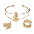 Mudd&reg; Leaf Cuff Bracelet & Ring Set, Girl's, Gold