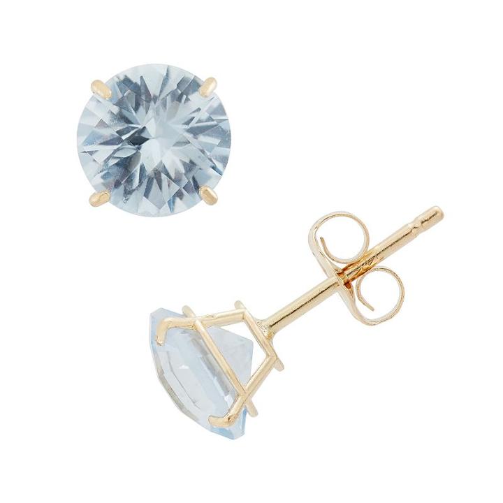 Lab-created Aquamarine 10k Gold Stud Earrings, Women's