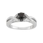 1/2 Carat T.w. Black Diamond Sterling Silver Openwork Ring, Women's, Size: 6