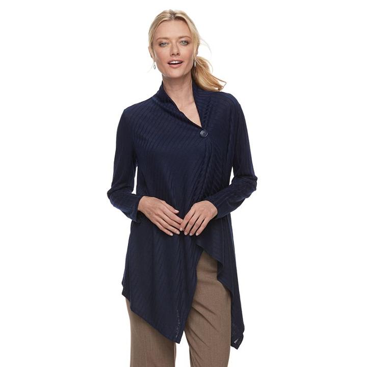 Women's Dana Buchman Long Sleeve Flyaway Top, Size: Xl, Blue (navy)