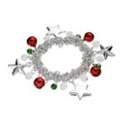 Jingle Bell, Star And Bead Stretch Bracelet, Women's, Multicolor