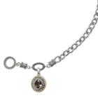 Lavish By Tjm Sterling Silver Smoky Quartz Charm Toggle Bracelet, Women's, Size: 7.5, Grey