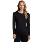 Women's Cuddl Duds Climatesmart Long Underwear Crewneck Top, Size: Medium, Black