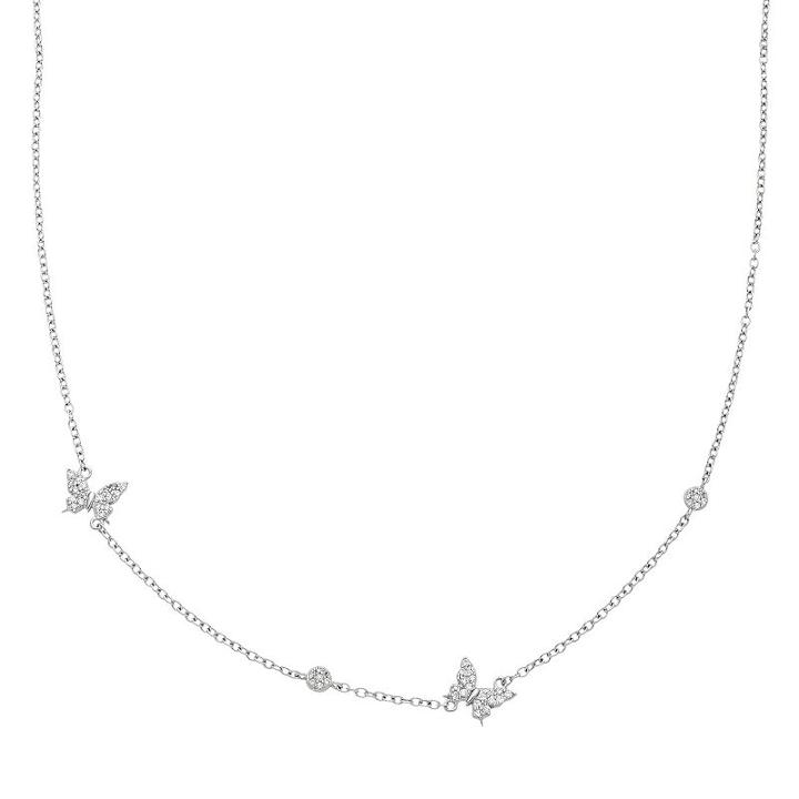 Sterling Silver Cubic Zirconia Butterfly Station Necklace, Women's, Size: 17, White