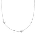Sterling Silver Cubic Zirconia Butterfly Station Necklace, Women's, Size: 17, White