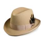 Men's Stacy Adams Wool Felt Homburg Hat With Feather, Size: Xl, Brown