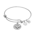 Love This Life Crystal Butterfly Charm Bangle Bracelet, Women's, Size: 8.25, White