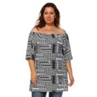 Plus Size White Mark Off-the-shoulder Printed Top, Women's, Size: 2xl, Ovrfl Oth