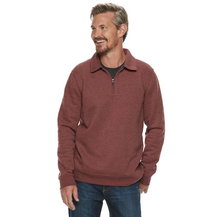 Men's Croft & Barrow&reg; Classic-fit Quarter-zip Fleece Polo, Size: Medium, Dark Red
