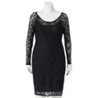 Juniors' Plus Size Wrapper Lace Sheath Dress, Girl's, Size: 2xl, Black