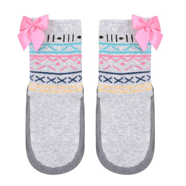 Baby Girl Jumping Beans&reg; Fairisle & Bow Slipper Socks, Size: 6-12 Months, Multicolor