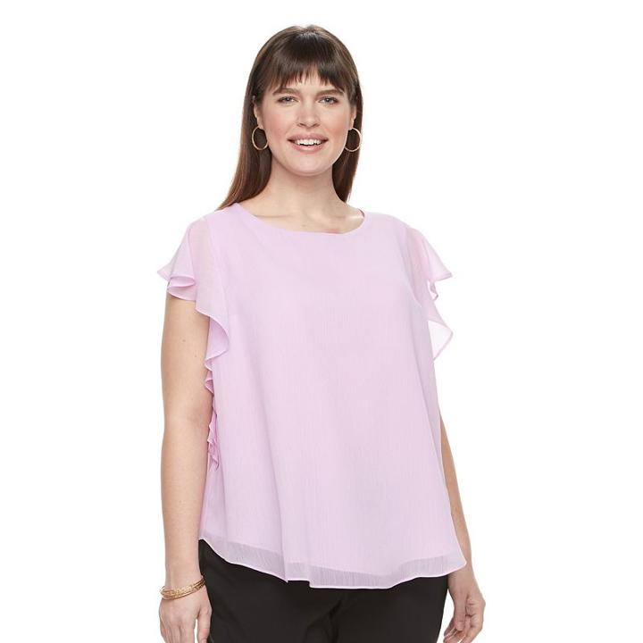 Plus Size Apt. 9&reg; Ruffle Chiffon Top, Women's, Size: 1xl, Lt Purple