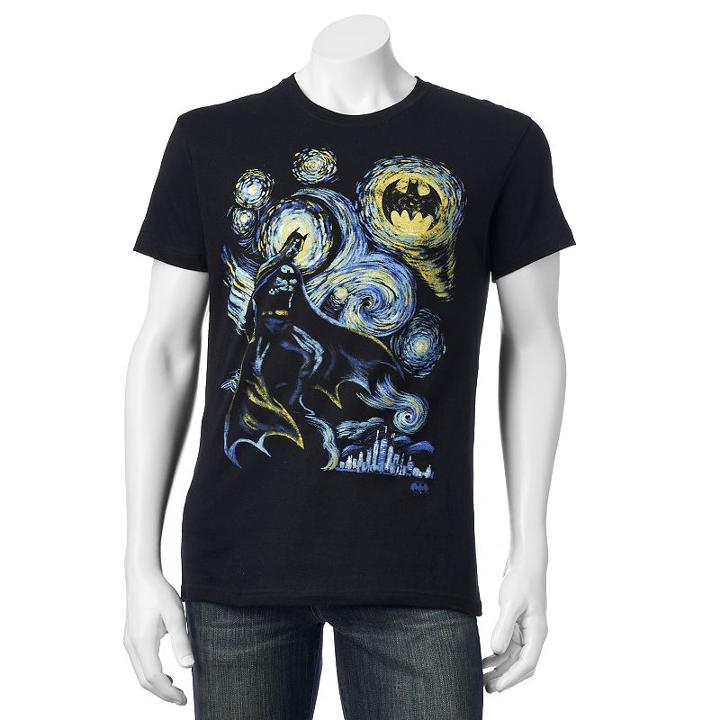 Men's Batman Starry Night Tee, Size: Large, Black