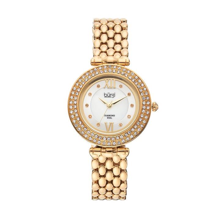 Burgi Women's Diamond & Crystal Swiss Watch, Yellow
