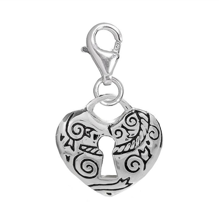 Individuality Beads Sterling Silver Heart Lock Charm, Women's