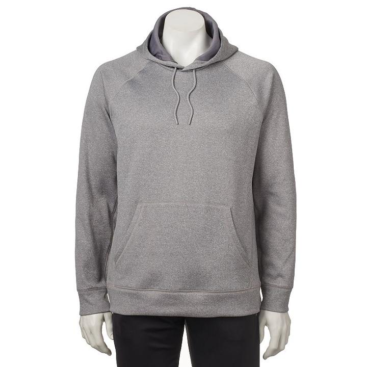 Men's Tek Gear&reg; Performance Fleece Embossed Pullover Hoodie, Size: Small, Light Grey