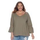 Plus Size Sonoma Goods For Life&trade; Textured Lace Peasant Top, Women's, Size: 1xl, Brt Green