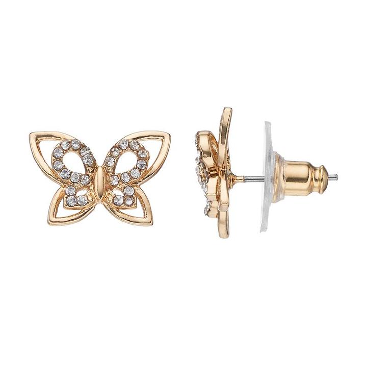 Lc Lauren Conrad Nickel Free Open Butterfly Stud Earrings, Women's, Gold