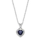 Sterling Silver Lab-created Blue & White Sapphire Heart Pendant, Women's, Size: 18
