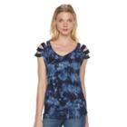 Women's Rock & Republic&reg; Slashed Tie-dye Shirt, Size: Xl, Med Blue