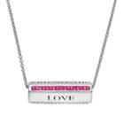 Crystal Silver-plated Love, Cherish, Friendship Spinner Bar Pendant Necklace, Women's, Size: 18, Pink