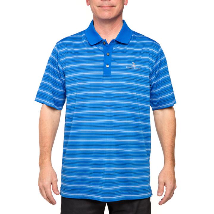 Men's Pebble Beach Classic-fit Striped Easy-care Performance Golf Polo, Size: Large, Dark Blue