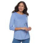 Women's Croft & Barrow&reg; Roll-tab Pique Top, Size: Xl, Med Blue