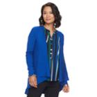 Women's Dana Buchman Open-front Ribbed Cardigan, Size: Large, Dark Blue