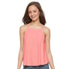 Juniors' So&reg; Lace-up Back Halter Top, Girl's, Size: Large, Lt Orange