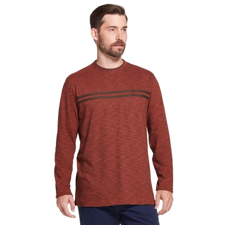 Men's Arrow Classic-fit Striped Mock-layer Tee, Size: Xxl, Med Orange