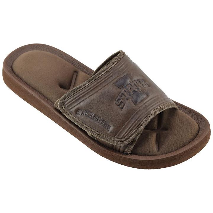 Men's Iowa State Cyclones Memory Foam Slide Sandals, Size: Medium, Brown