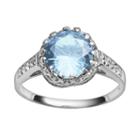 Sterling Silver Lab-created Aquamarine And Lab-created White Sapphire Crown Ring, Women's, Size: 12, Light Blue