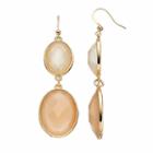 Double Oval Nickel Free Drop Earrings, Women's, Brown