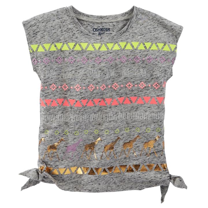 Girls 4-6x Oshkosh B'gosh&reg; Embellished Side-tie Tee, Size: 4, Light Grey