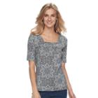 Women's Croft & Barrow&reg; Squareneck Tee, Size: Xxl, Dark Grey