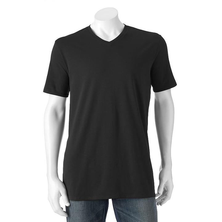 Big & Tall Apt. 9 Core Solid V-neck Tee, Men's, Size: Xl Tall, Black