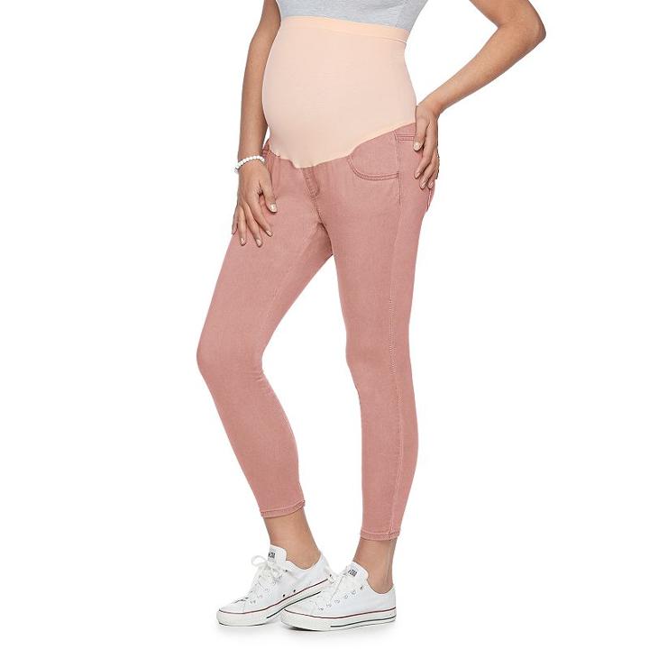 Maternity A:glow Belly Panel Cropped Skinny Pants, Women's, Size: 4-mat, Light Red