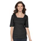 Women's Croft & Barrow&reg; Squareneck Tee, Size: Large, Black