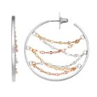 Jennifer Lopez Tri Tone Chain Nickel Free Hoop Earrings, Women's, Multicolor