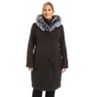Plus Size Excelled Hooded Faux- Fur Trim Coat, Women's, Size: 3xl, Grey