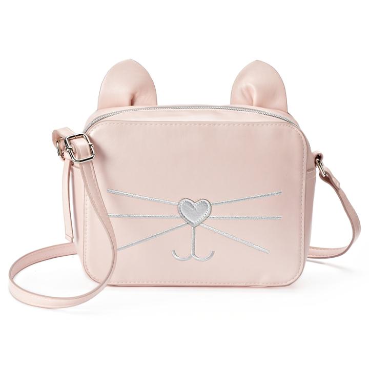 T-shirt & Jeans Metallic Cat Crossbody Bag, Women's, Light Pink