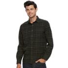 Men's Apt. 9&reg; Modern-fit Plaid Brushed Flannel Button-down Shirt, Size: Small, Dark Green