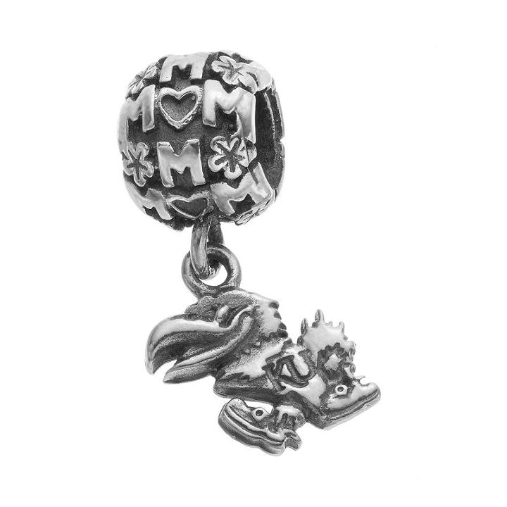 Dayna U Sterling Silver Kansas Jayhawks Team Logo Mom Charm, Women's, Grey