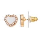 Lc Lauren Conrad Mother-of-pearl Halo Heart Stud Earrings, Women's, White Oth