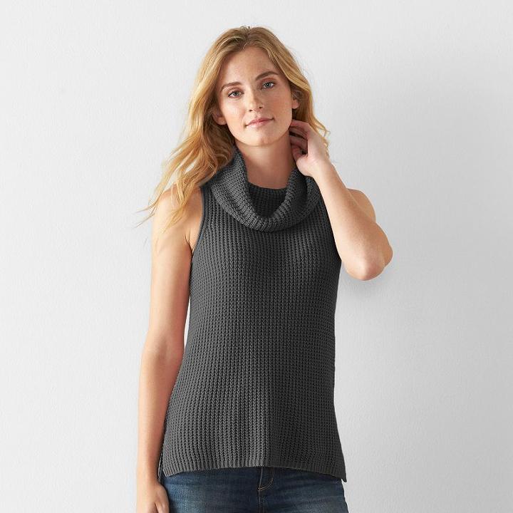 Women's Sonoma Goods For Life&trade; Sleeveless Cowlneck Tunic, Size: Xxl, Dark Grey